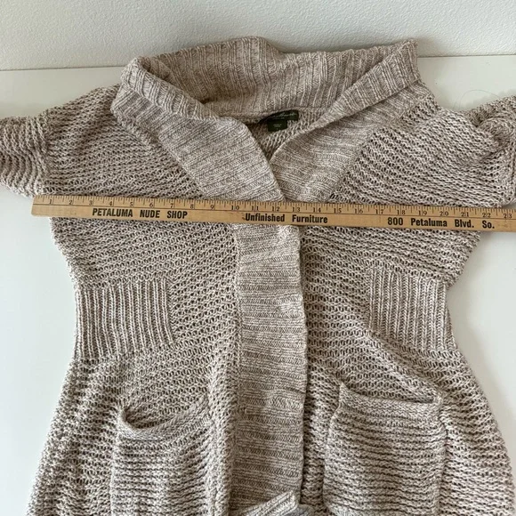 Eddie Bauer Chunky Knit Shawl Collar Cardigan Sweater Tan Beige Size Large - Picture 13 of 16